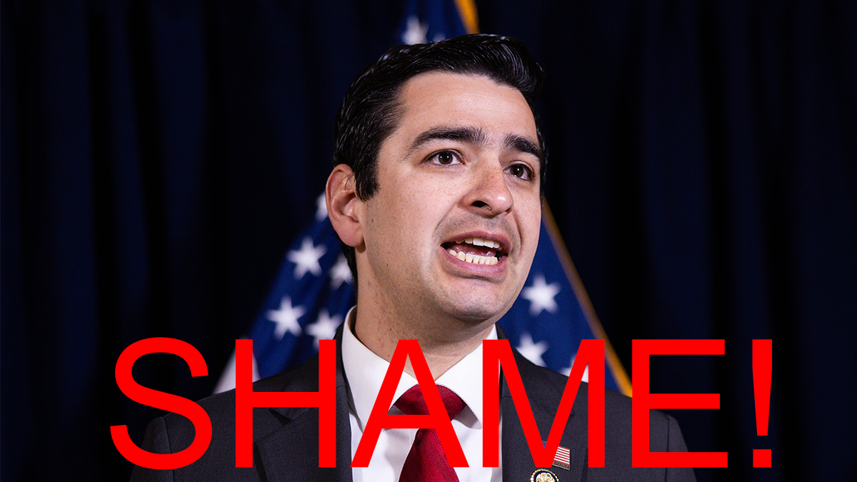 Cowardly congress critter with his mouth open and SHAME in red letters across the bottom of the image